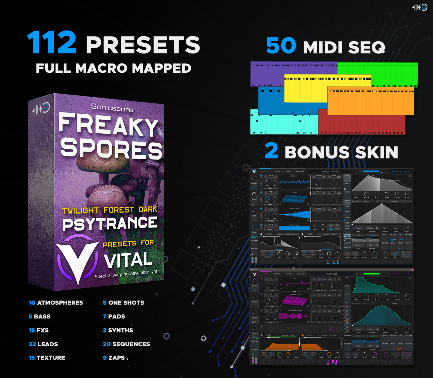 111 Professional Forest darkpsy hi tech Psytrance Presets for Vital