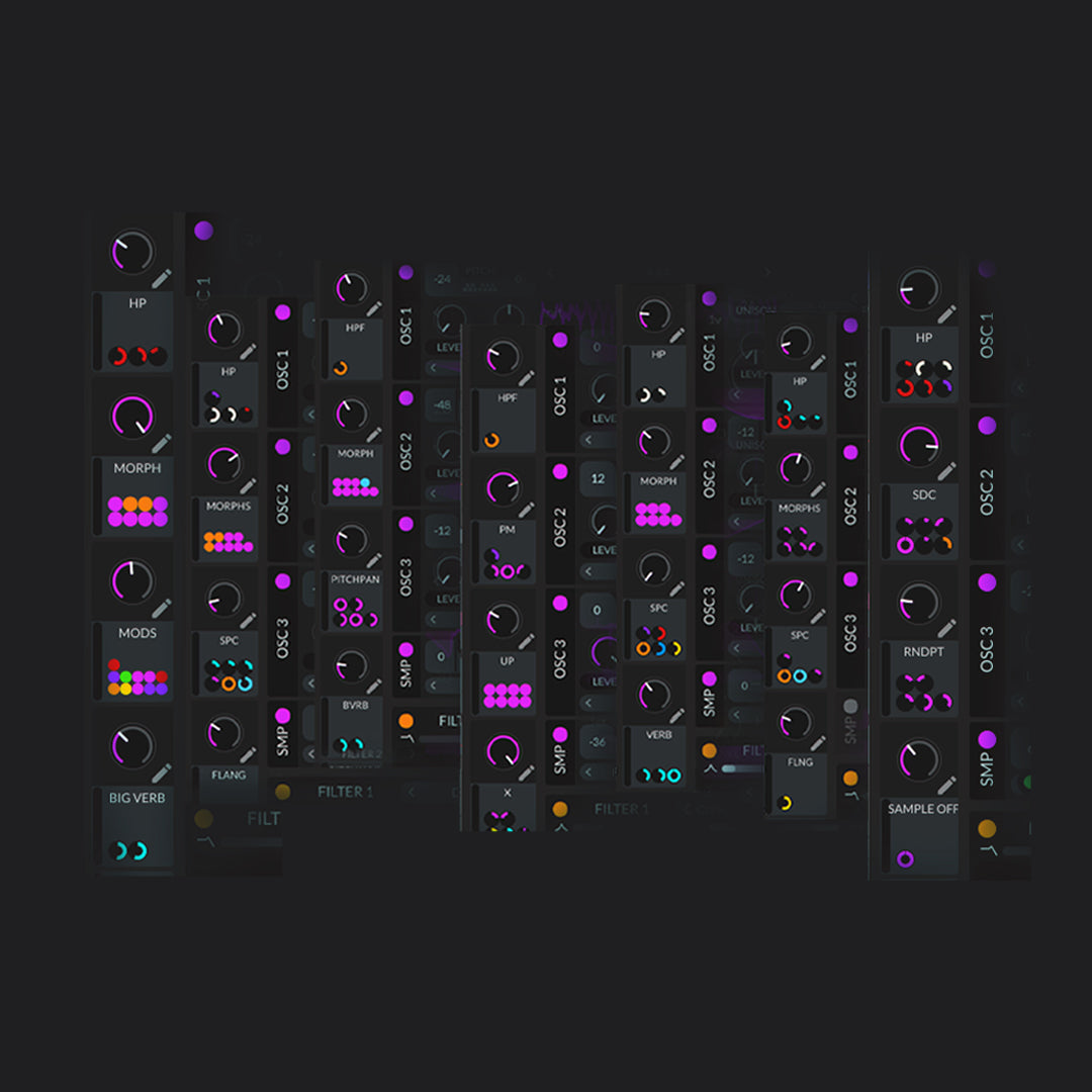 Custom Macro Controls in Vital VST for Psytrance – intuitive modulation layout from Sonicspore's preset pack collection.